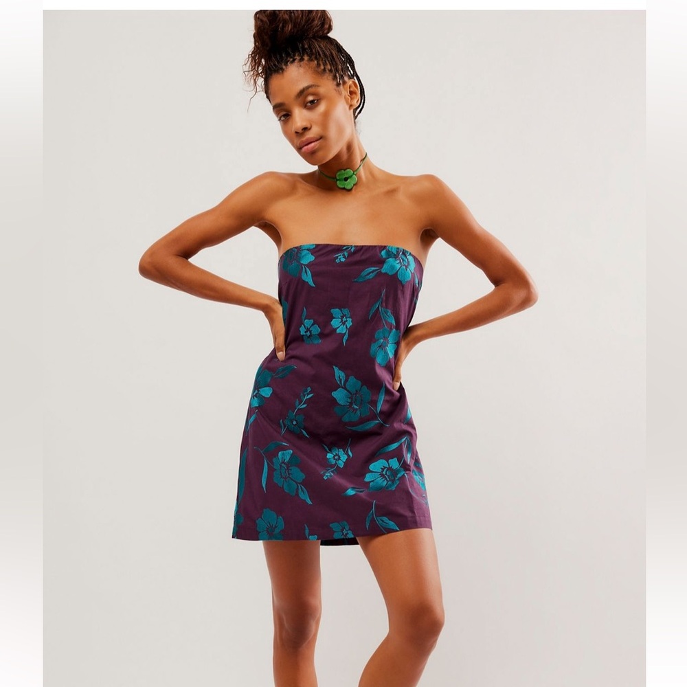 Free People Blue and Purple Sonja Mini Tube Dress